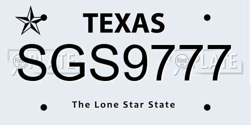 SGS9777 Texas License Plate