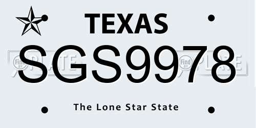 SGS9978 Texas License Plate