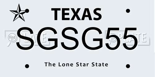 SGSG55 Texas License Plate