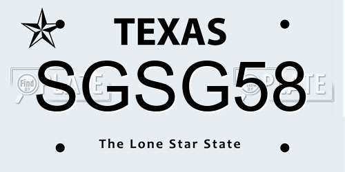 SGSG58 Texas License Plate