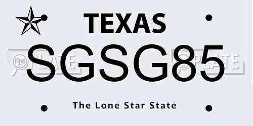 SGSG85 Texas License Plate