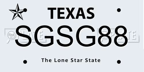 SGSG88 Texas License Plate