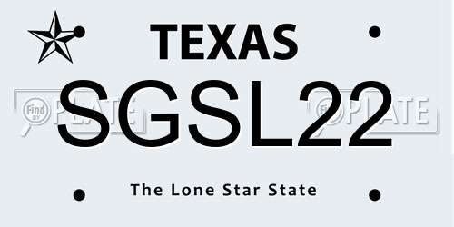 SGSL22 Texas License Plate