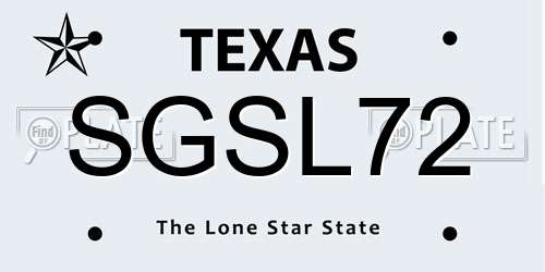 SGSL72 Texas License Plate
