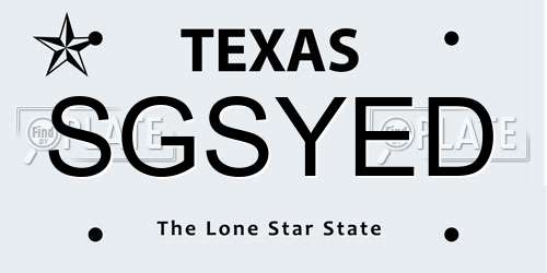 SGSYED Texas License Plate