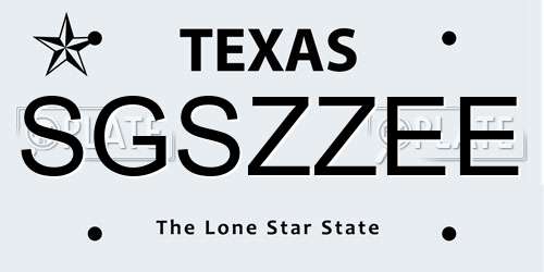 SGSZZEE Texas License Plate
