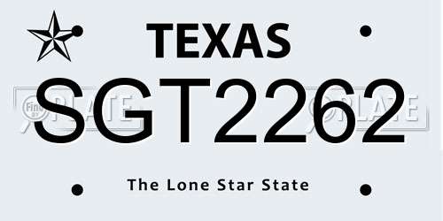 SGT2262 Texas License Plate
