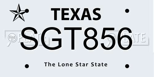 SGT856 Texas License Plate