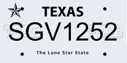 SGV1252 Texas License Plate