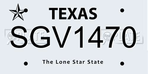 SGV1470 Texas License Plate
