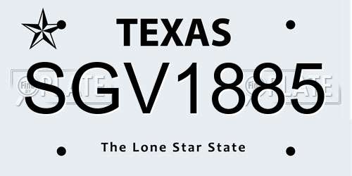 SGV1885 Texas License Plate