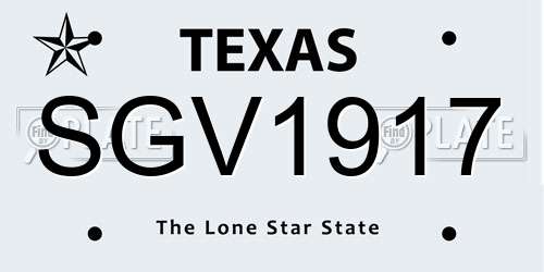 SGV1917 Texas License Plate
