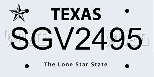 SGV2495 Texas License Plate