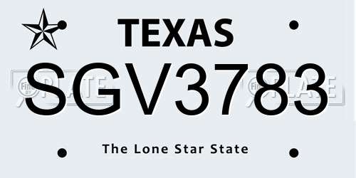 SGV3783 Texas License Plate