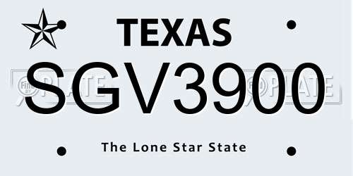 SGV3900 Texas License Plate