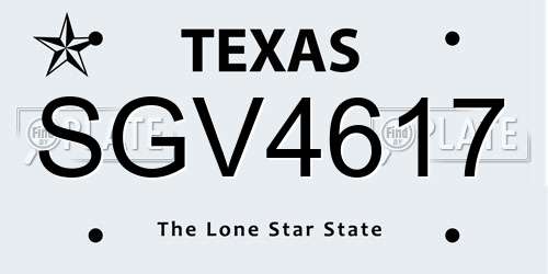 SGV4617 Texas License Plate