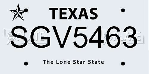 SGV5463 Texas License Plate