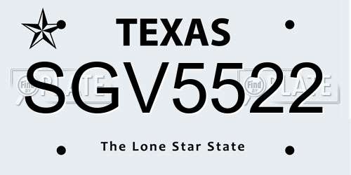 SGV5522 Texas License Plate