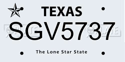 SGV5737 Texas License Plate
