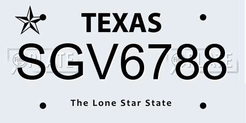 SGV6788 Texas License Plate