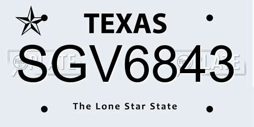 SGV6843 Texas License Plate