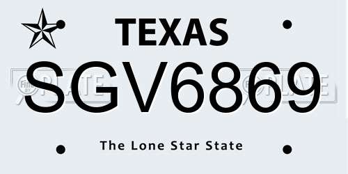 SGV6869 Texas License Plate