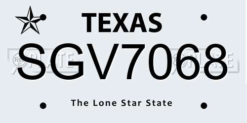 SGV7068 Texas License Plate