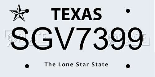 SGV7399 Texas License Plate