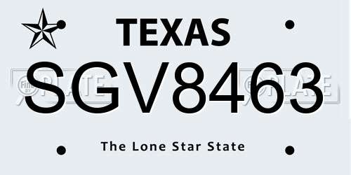 SGV8463 Texas License Plate