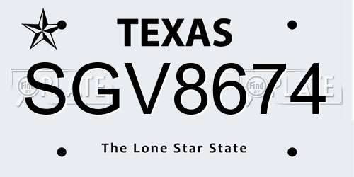 SGV8674 Texas License Plate