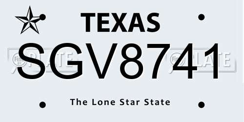 SGV8741 Texas License Plate