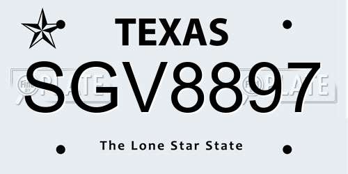 SGV8897 Texas License Plate