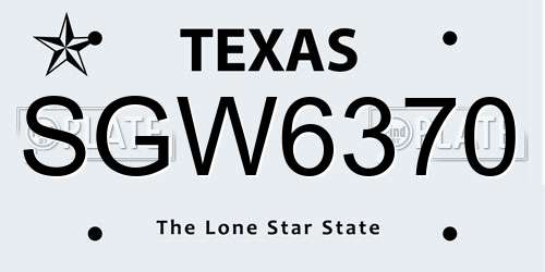 SGW6370 Texas License Plate