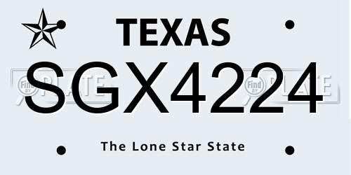 SGX4224 Texas License Plate