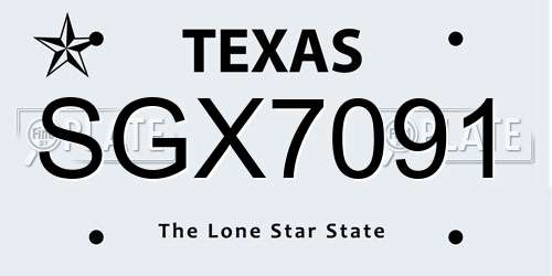 SGX7091 Texas License Plate