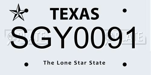 SGY0091 Texas License Plate