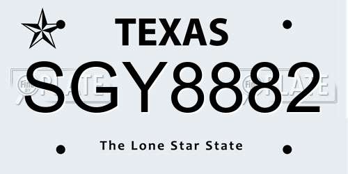 SGY8882 Texas License Plate