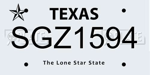 SGZ1594 Texas License Plate
