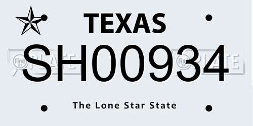 SH00934 Texas License Plate