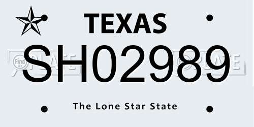 SH02989 Texas License Plate