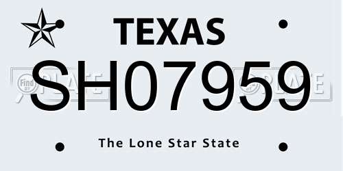 SH07959 Texas License Plate