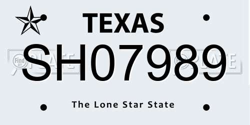 SH07989 Texas License Plate