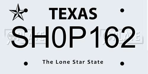 SH0P162 Texas License Plate