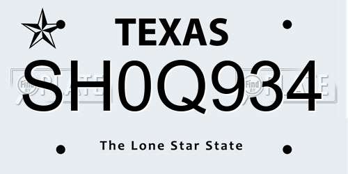 SH0Q934 Texas License Plate