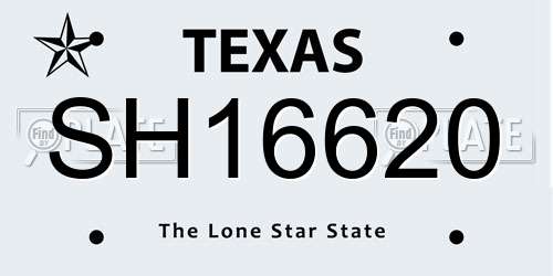 SH16620 Texas License Plate