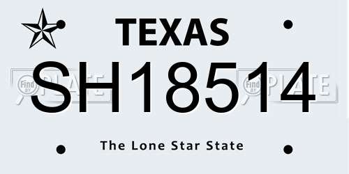 SH18514 Texas License Plate