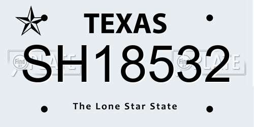 SH18532 Texas License Plate