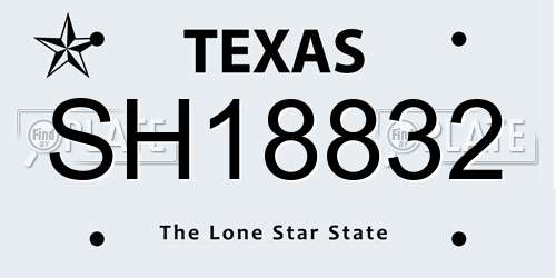 SH18832 Texas License Plate