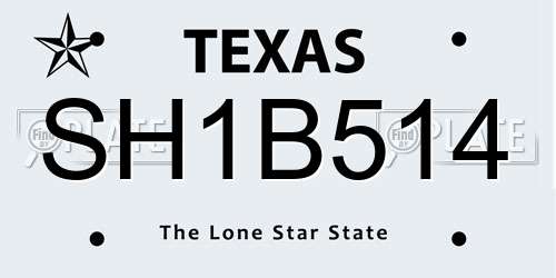 SH1B514 Texas License Plate
