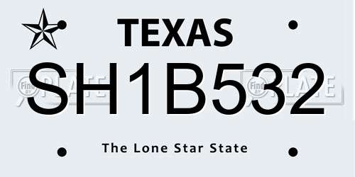 SH1B532 Texas License Plate